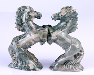 Natural Jiulong Jade Hand Carved Crystal Horse Sculpture