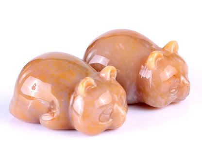 Natural Chalcedony Hand Carved Crystal Panda Sculpture