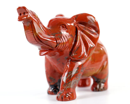 5.2" Red Jasper Hand Carved Crystal Elephant Sculpture