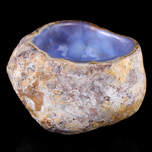 6.9" Blue Chalcedony Hand Carved Crystal Bowl