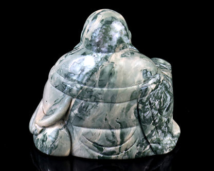 3.0" Jiulong Jade Hand Carved Crystal Buddha Sculpture