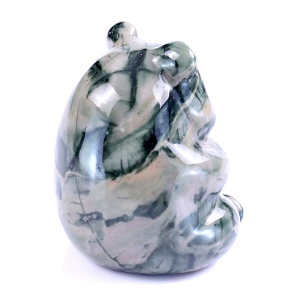 Cute 2.9" Jiulong Jade Hand Carved Crystal Panda Sculpture