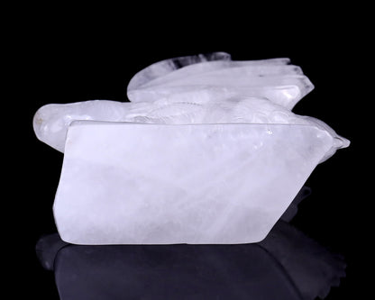 Amazing 8.9" Angolan Quartz Hand Carved Crystal Dragon Sculpture