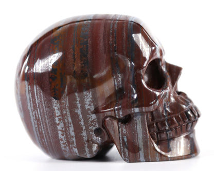 3.0" Tiger Iron Eye Hand Carved Crystal Realistic Skull Sculpture