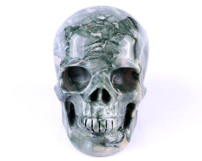 2.9" Jiulong Jade Hand Carved Crystal Realistic Skull Sculpture
