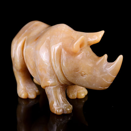 4.1" Chalcedony Hand Carved Crystal Rhinoceros Sculpture