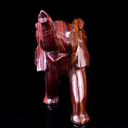 10.0" Tiger Iron Eye Hand Carved Crystal Elephant Sculpture
