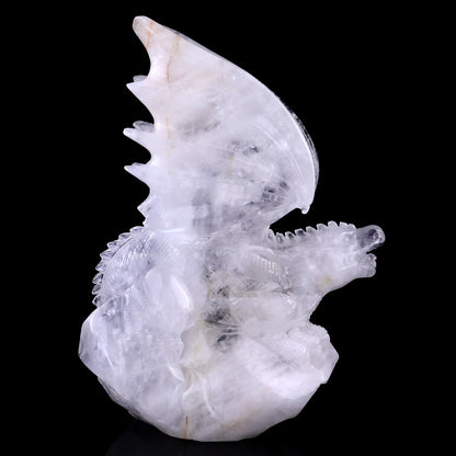 10.0" Angolan Quartz Hand Carved Crystal Dragon Sculpture