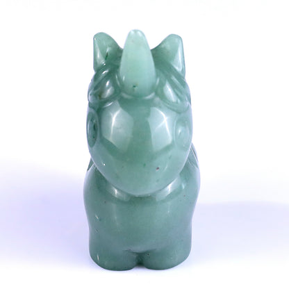 2.8" Green Aventurine Hand Carved Crystal Unicorn Sculpture