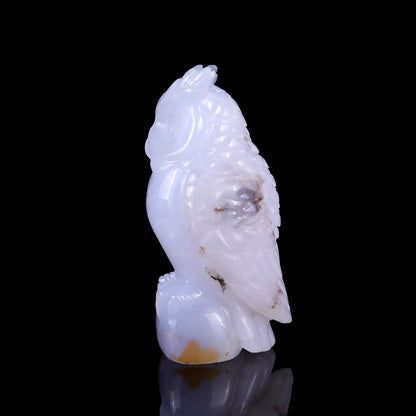 3.1" Blue Chalcedony Hand Carved Crystal Owl Sculpture