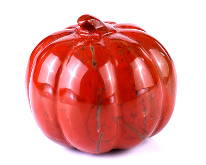 2.2” Natural Red Jasper Hand Carved Crystal Pumpkin Sculpture, Halloween Gift