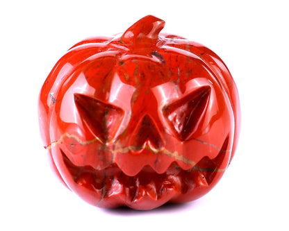 2.2” Natural Red Jasper Hand Carved Crystal Pumpkin Sculpture, Halloween Gift