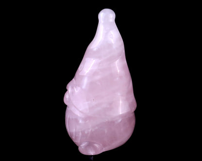 2.8” Natural Rose Quartz Hand Carved Crystal Bearded Ghost Sculpture, Halloween Gift