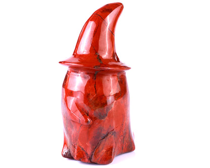 3.6” Natural Red Jasper Hand Carved Crystal Wizard Ghost Sculpture, Halloween Gift