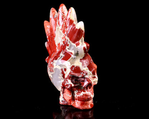 Unique 3.7" Red Jasper Hand Carved Crystal Punk Skull Sculpture