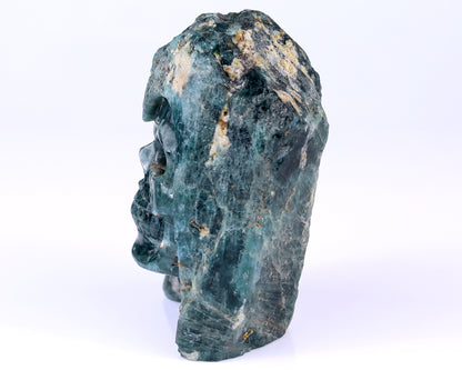 4.8" Blue Apatite Hand Carved Mineral Specimen Skull Sculpture