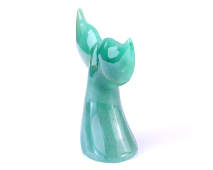 4.2" Green Aventurine Hand Carved Crystal Whale Tail