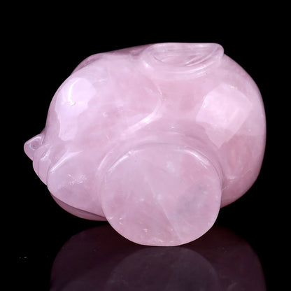 2.9" Rose Quartz Hand Carved Crystal Elf Alien Sculpture