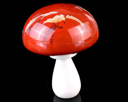 80mm Red Jasper Hand Carved Crystal Mushroom Sculpture