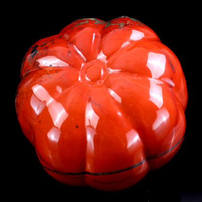 2.6” Natural Red Jasper Hand Carved Crystal Pumpkin Sculpture, Halloween Gift