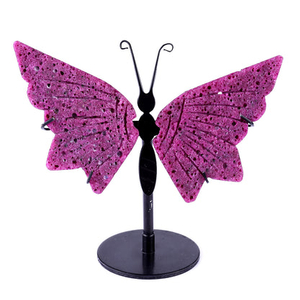 3.8" Hot Lava Stone Hand Carved Crystal Butterfly Wings Sculpture