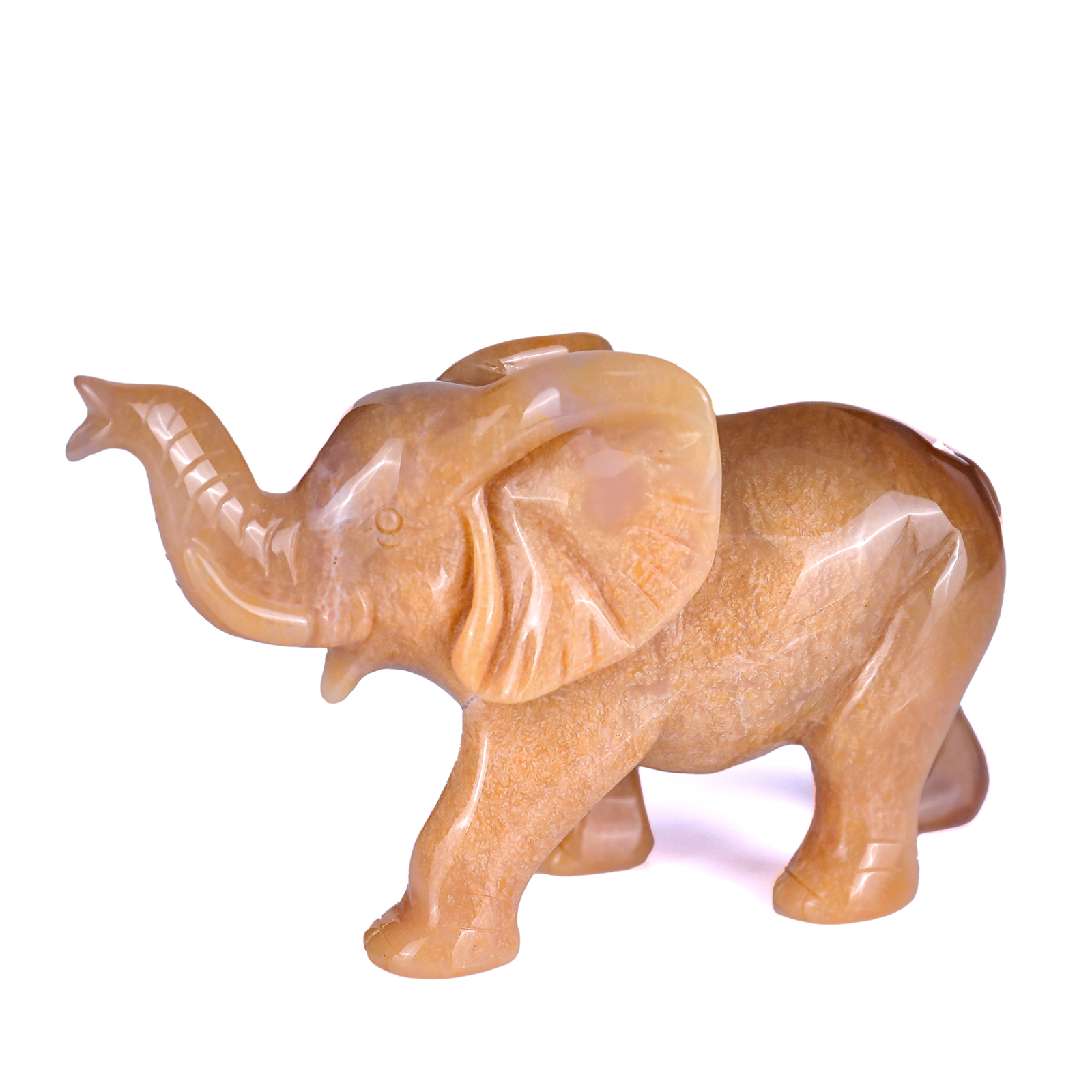 Yellow Chalcedony Crystal Crafts Elephant Statues