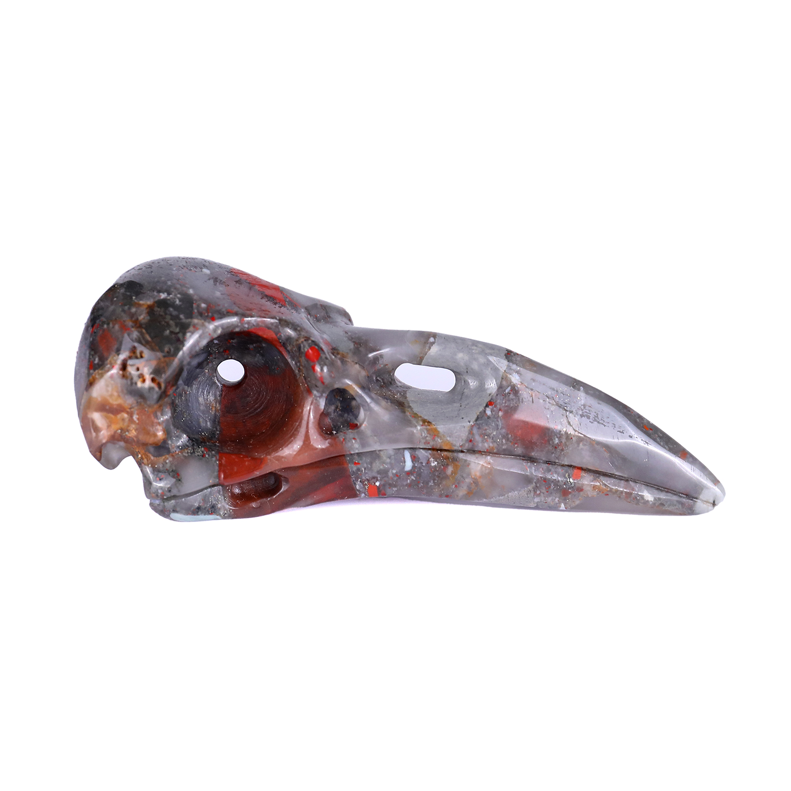 Natural African Blood Stone Quartz Carved Skulls
