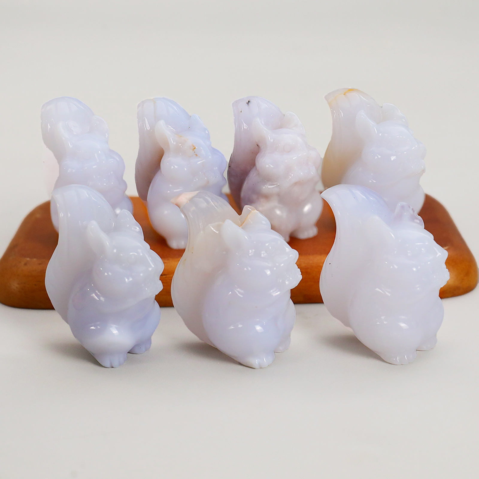 2 inch Natural Blue Chalcedony Crystal Carved Small Animal Carving Squirrel Sculpture for Gift