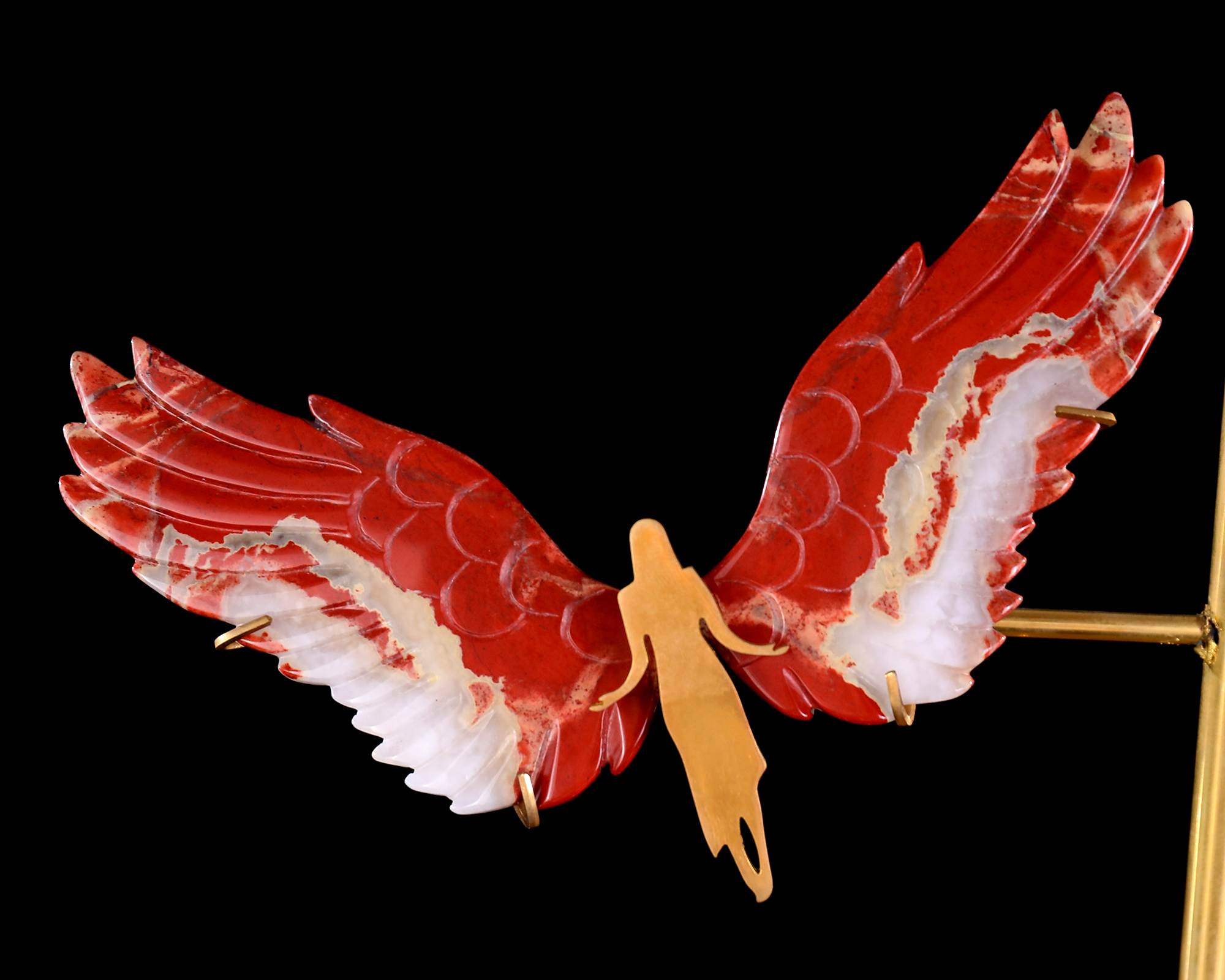 15" Natural Jiulong Jade Spirit Wings Sculpture – Hand-Carved Jade Artwork