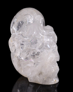 4-inch Hand Carved Clear Quartz Octopus Skull - Natural Crystal Sculpture for Luxury Display & Spiritual Energy