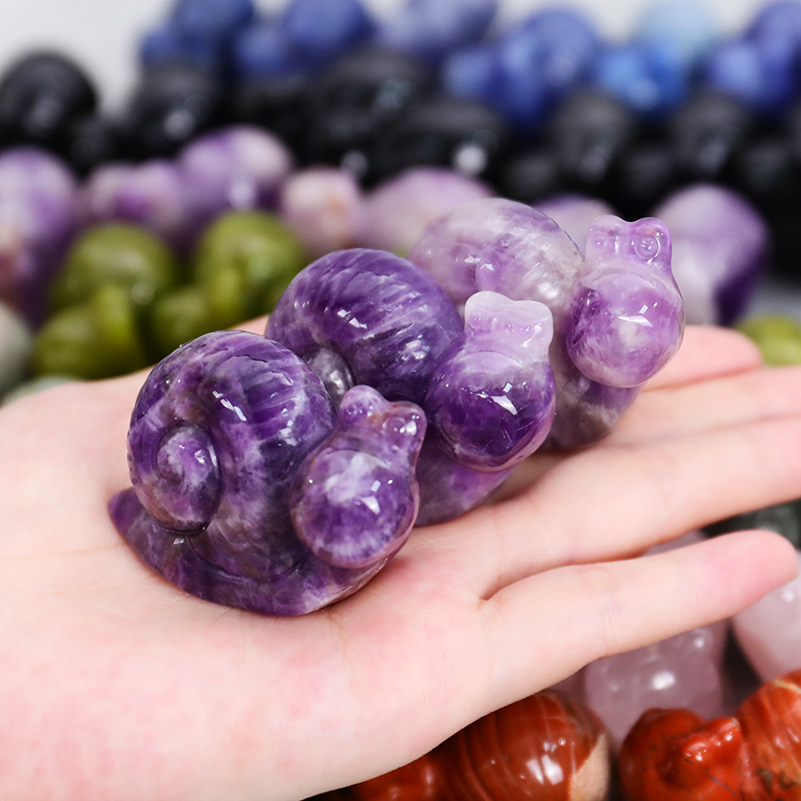 Hand - Carved Natural Jade Mini Snail Figurine | Unique Gemstone Craft for Home Decoration