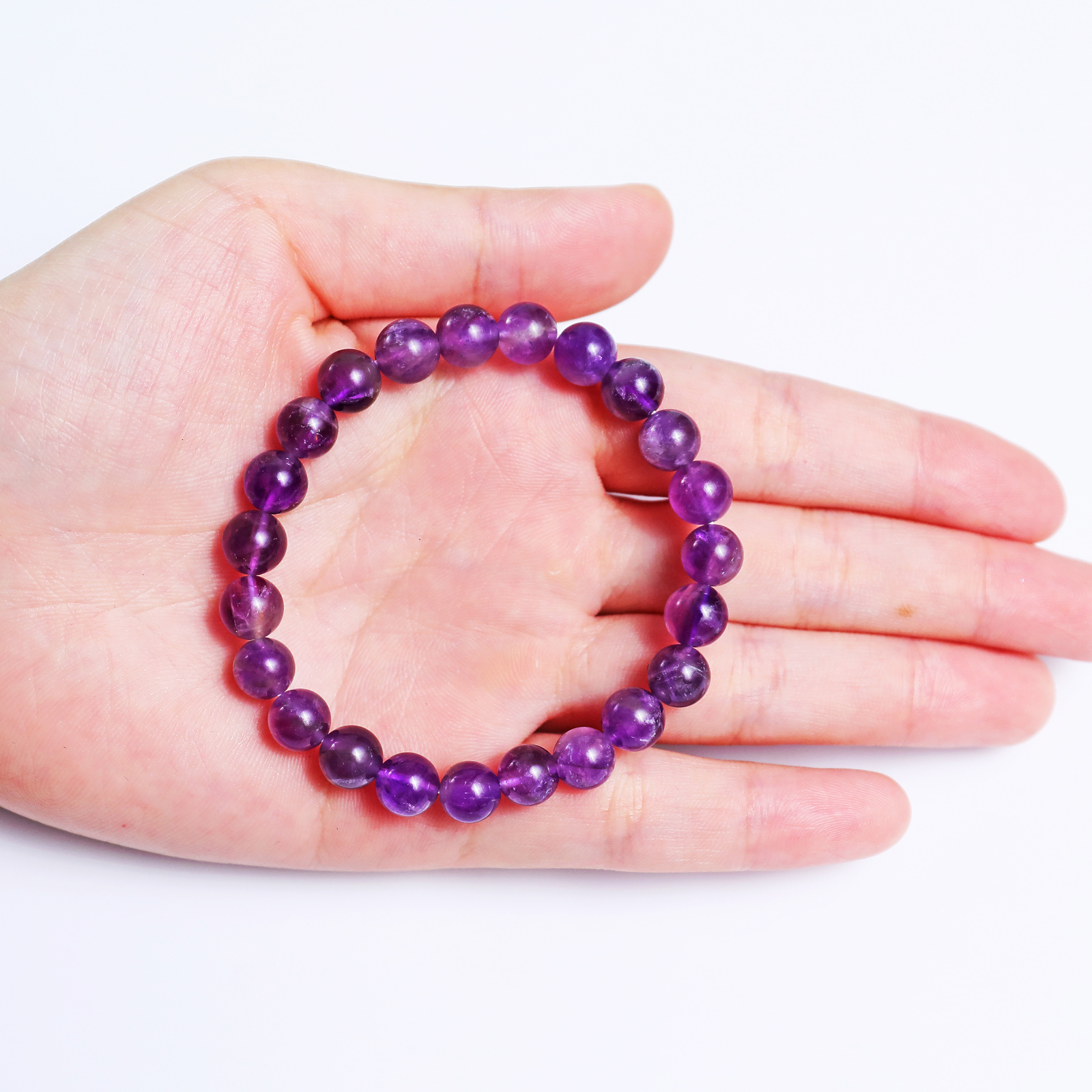Natural Amethyst Crystal Bead Bracelet,Healing Energy Bracelet