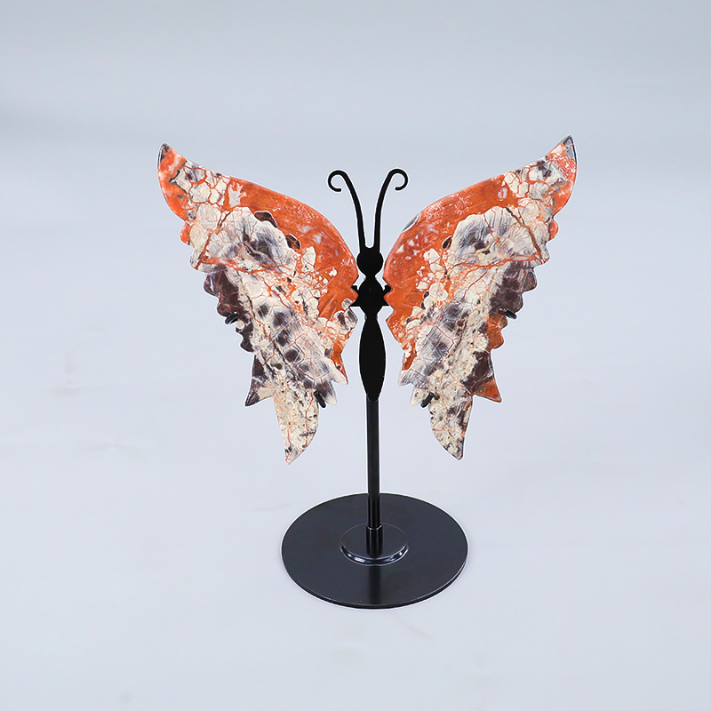 Wholesale Natural Crystal Dream Amethyst Bracket Butterfly Wing Carvings on Stand Handicraft Healing Quartz for Home Decor Gift
