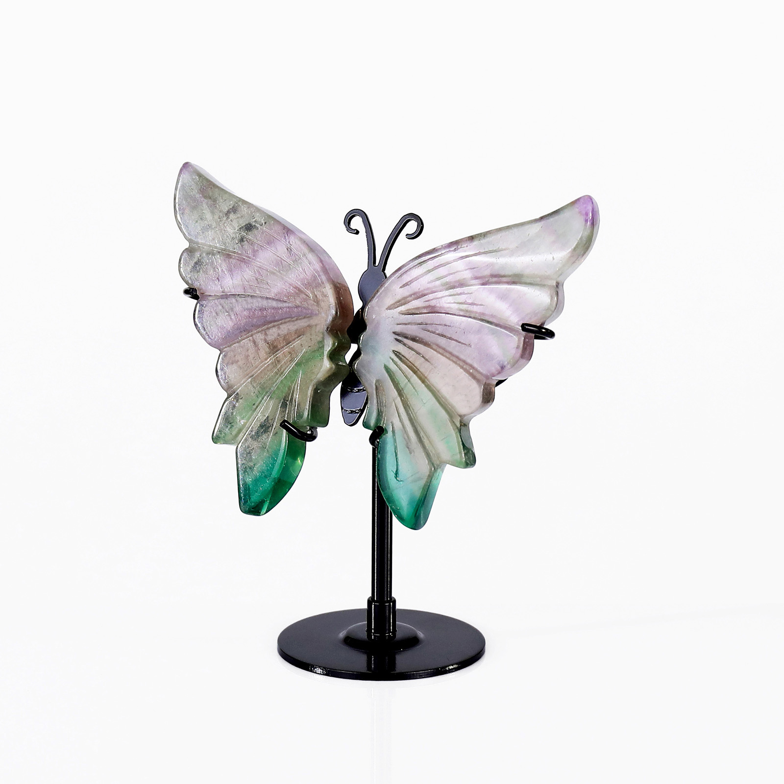 Wholesale Natural Crystal Dream Amethyst Bracket Butterfly Wing Carvings on Stand Handicraft Healing Quartz for Home Decor Gift