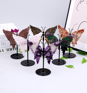 Natural Healing Stones Butterfly Angel Wings Craft Crystal Fashion Accessories for Decoration Gifts Souvenirs