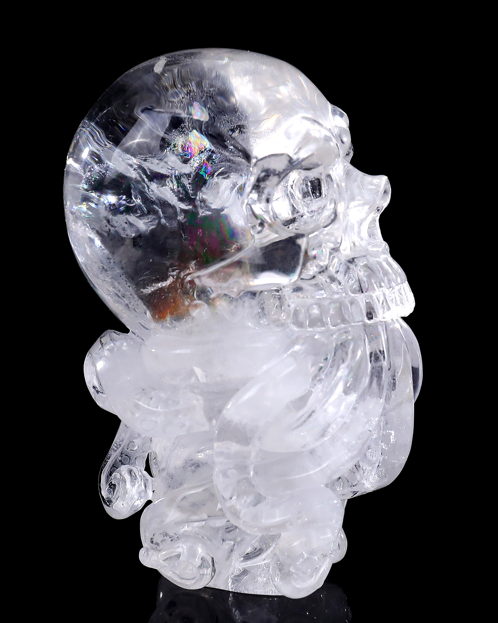 5-inch Clear Quartz Skull with Octopus – Artisanal Crystal Fusion of Mystique & Nature's Precision
