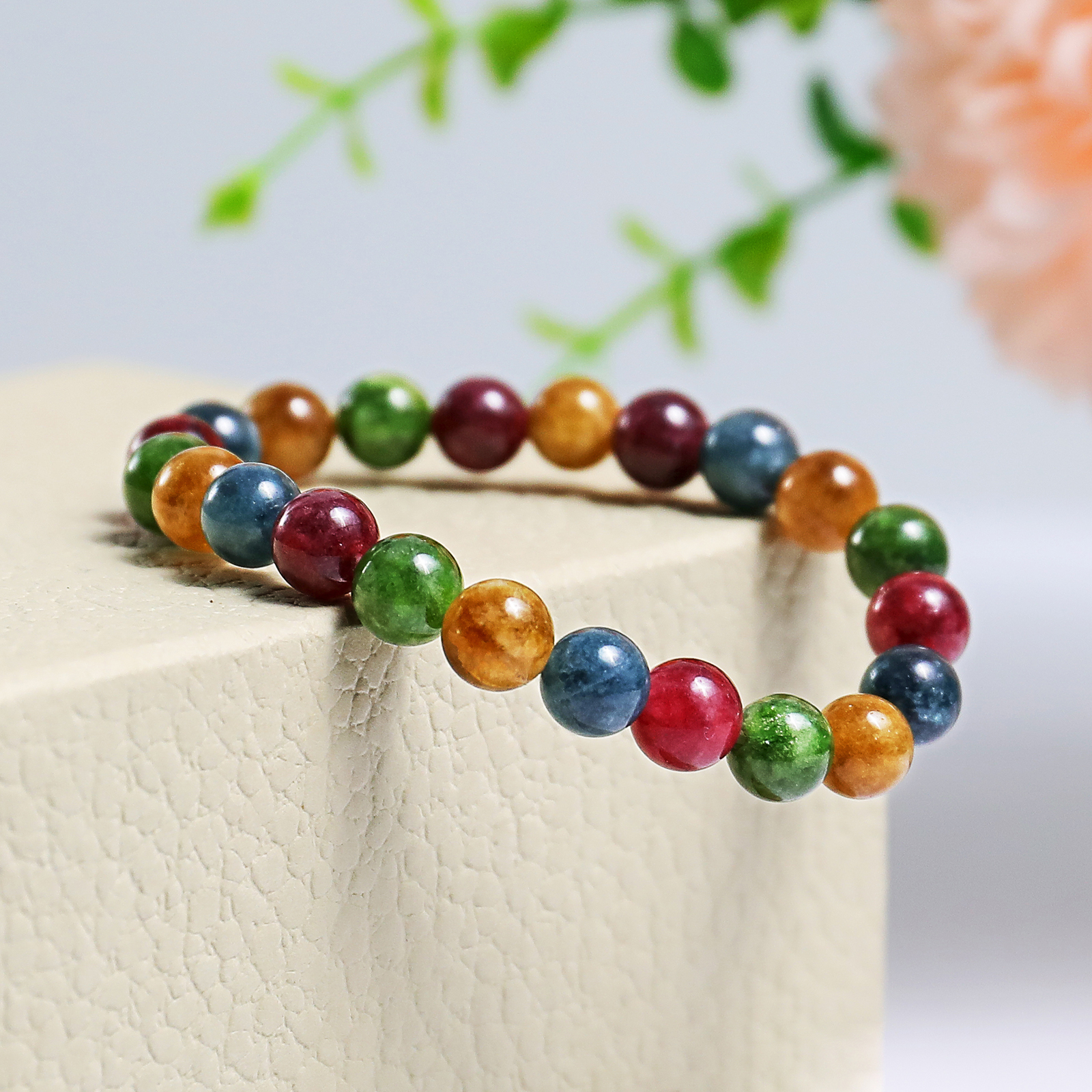 Natural Colorful Jasper Crystal Bead Bracelet,Healing Energy Bracelet