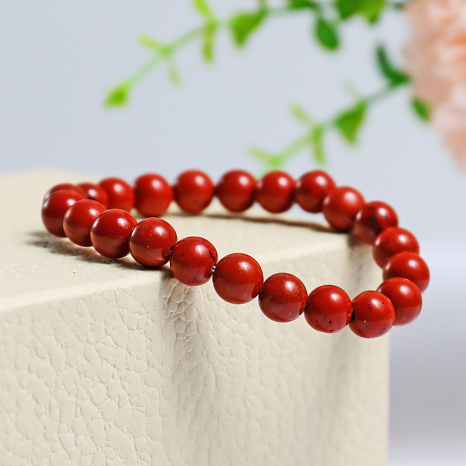 Natural Red Jasper Crystal Bead Bracelet,Healing Energy Bracelet