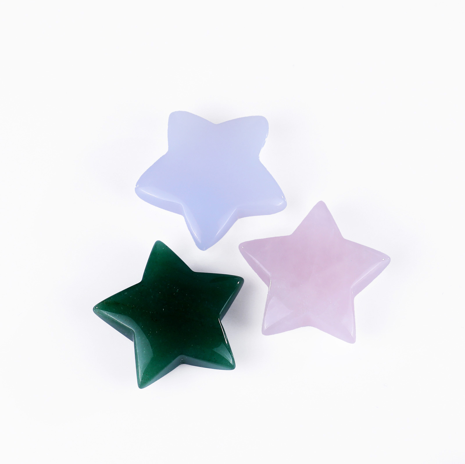 Bulk Polished Blue Chalcedony Stars Mini Gemstones 30mm Hand Carved Crystals Craft for Home Decoration DIY Jewelry Gifts