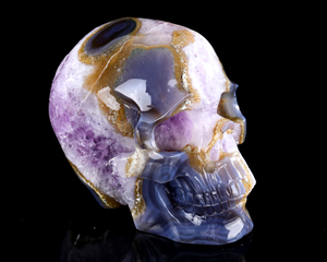 7-inch Hand-Carved Natural Amethyst Cluster Skull - Crystal Artwork for Decor & Healing
