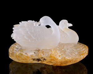 5-inch Clear Crystal Double Swan Hand-Carved Ornament - Ideal for Living Room & Entryway Decoration, Perfect Gift for Expressing Eternal Love, Crystal Artwork