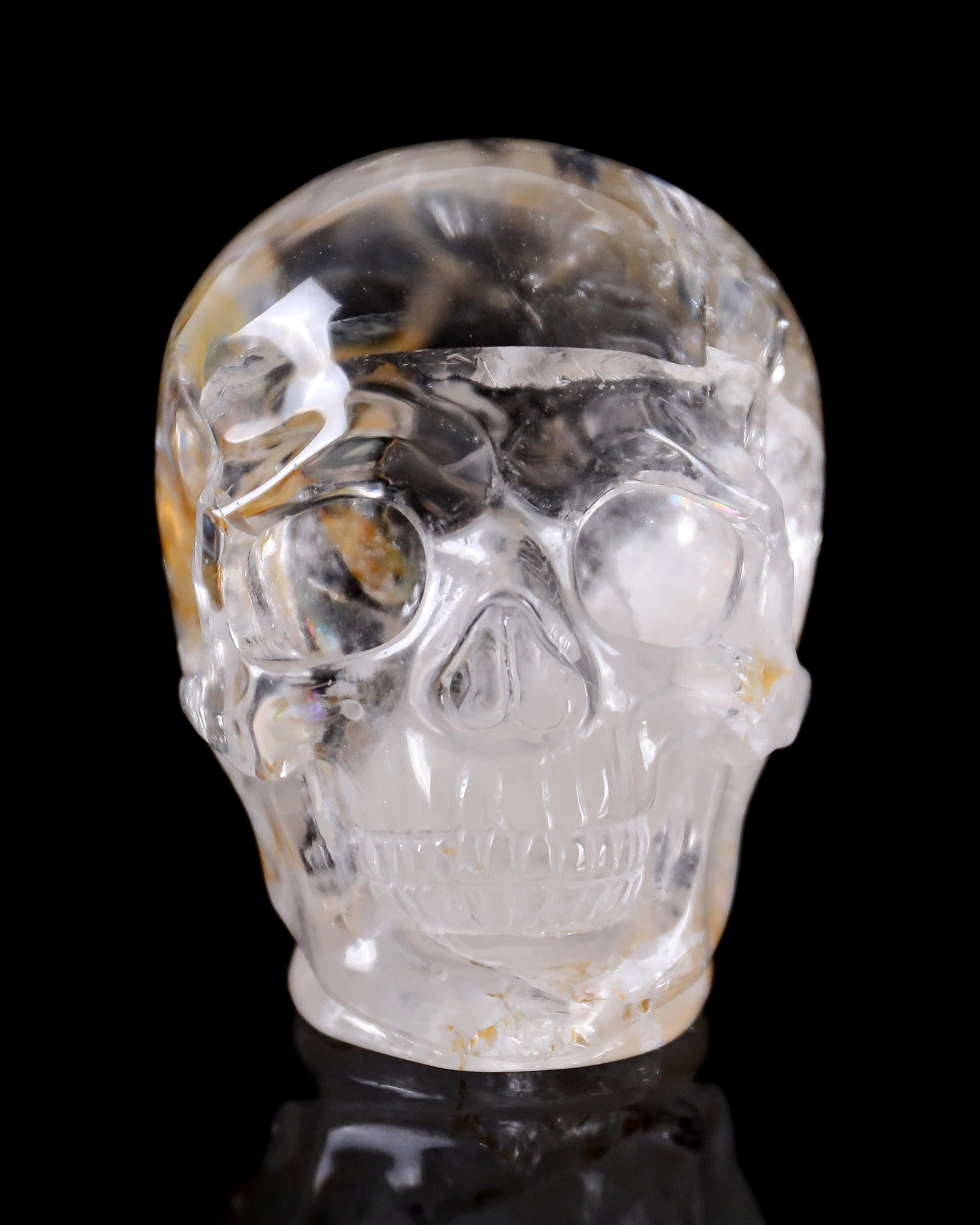 Hand-Carved Clear Quartz Skull-Ultra-Transparent Color & Artisanal Crystal Craft