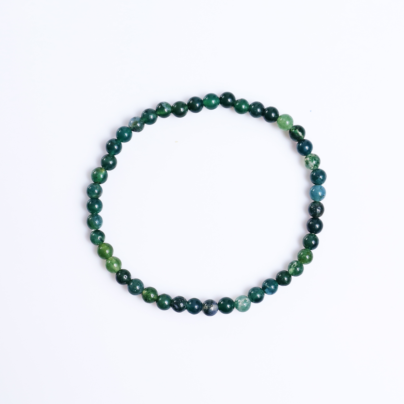 Natural Moss Agate Crystal Bead Bracelet,Healing Energy Bracelet