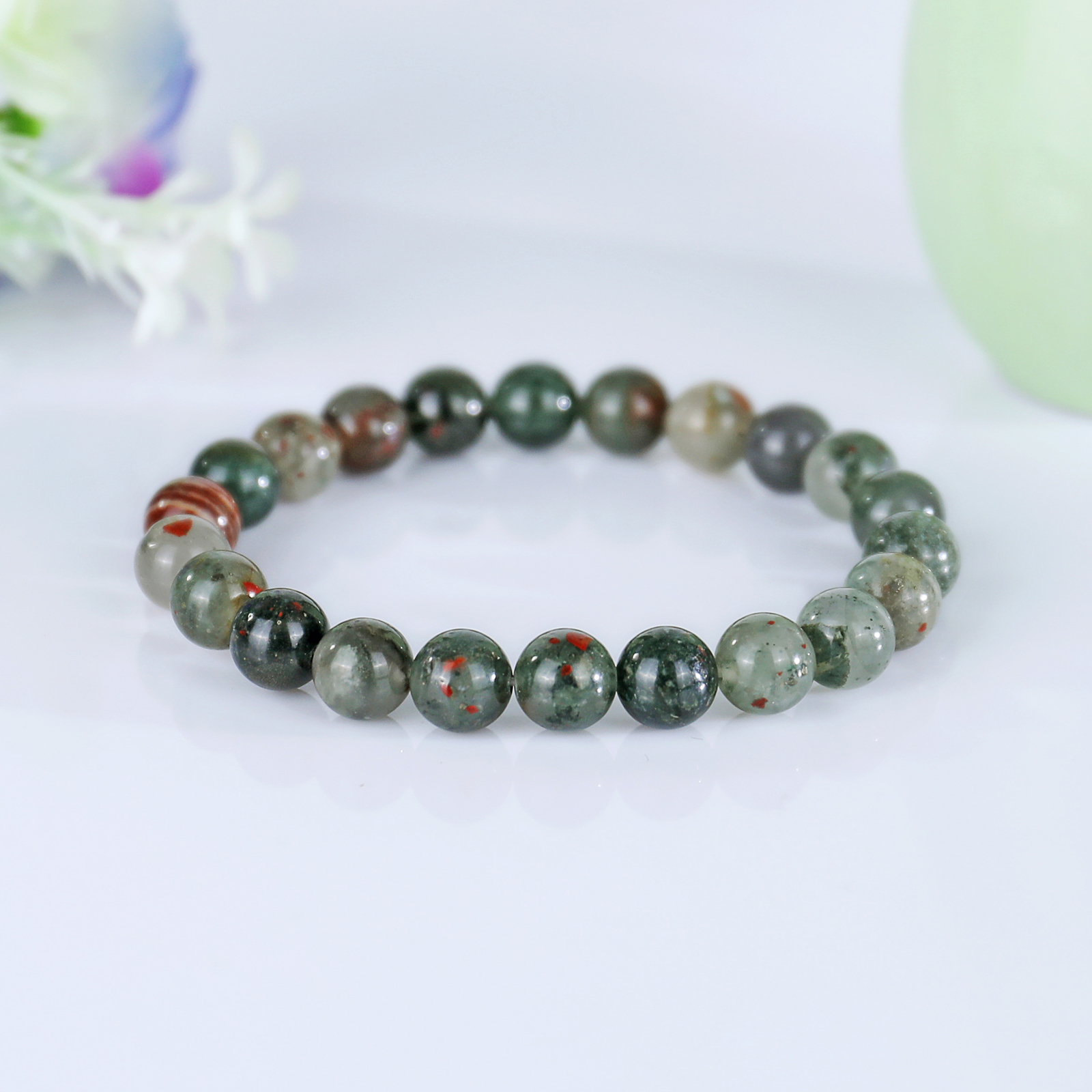 Natural Blood Stone Crystal Bead Bracelet,Healing Energy Bracelet