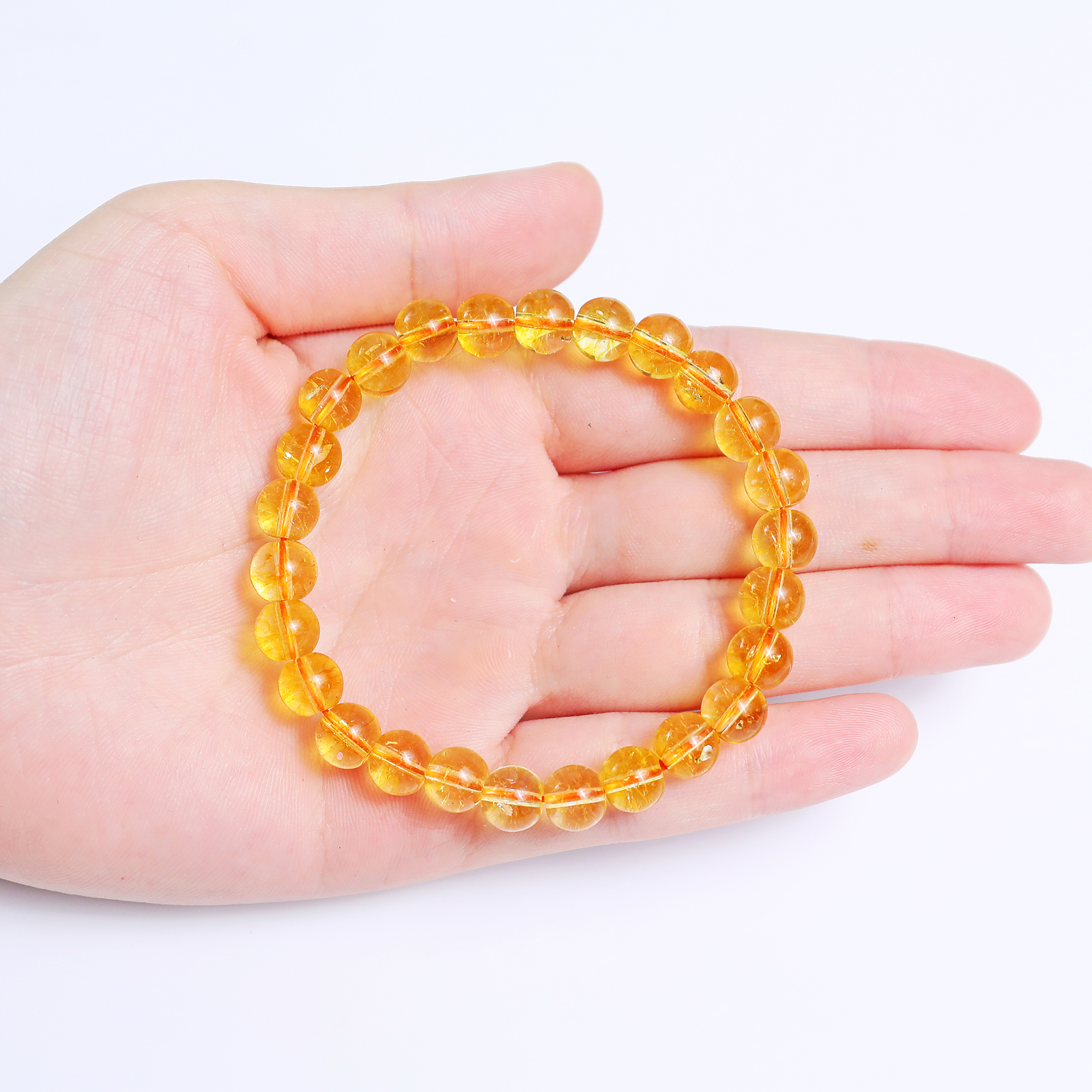 Natural Citrine Crystal Bead Bracelet,Healing Energy Bracelet