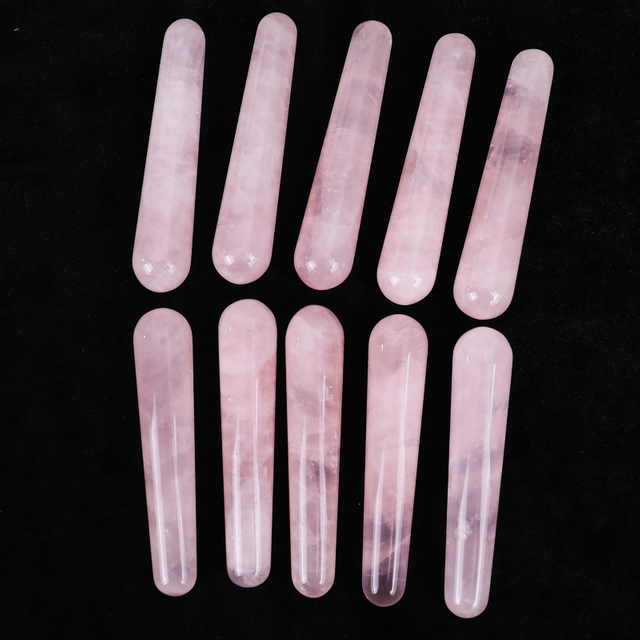 Rose Quartz Cylindrical Massager - Natural Crystal Face & Body Roller for Relaxation, Skin Tightening & Muscle Relief
