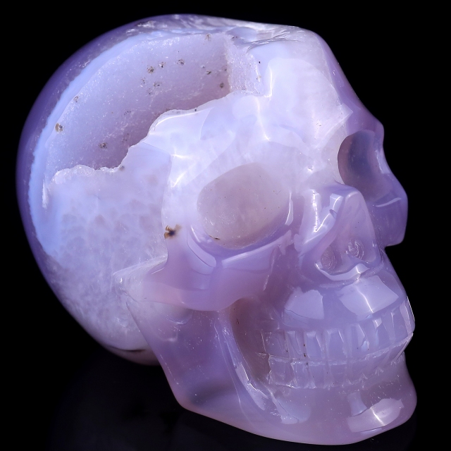 3.4" Geode Agate Hand Carved Crystal Geode Skull Sculpture