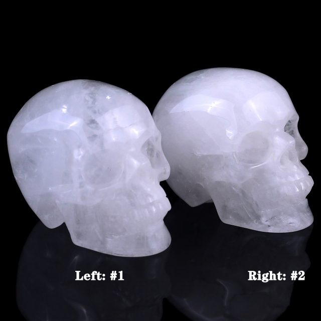 3.0" Angolan Quartz Rock Hand Carved Crystal Realistic Skull Sculpture