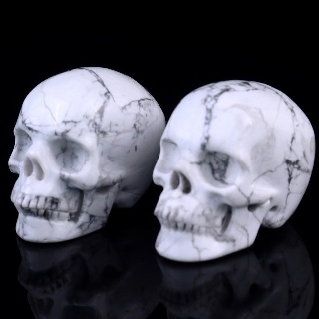 2.2" Howlite Hand Carved Crystal Realistic Skull Sculpture