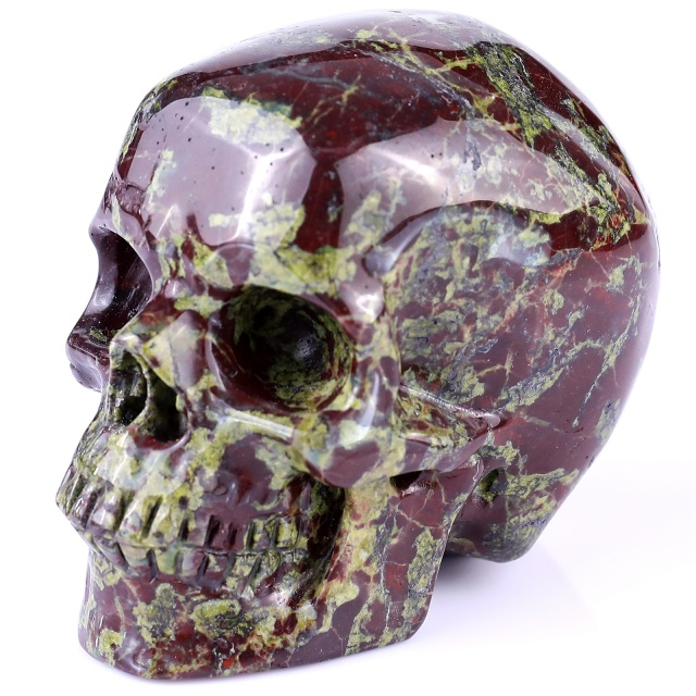 3.0" Dragon Blood Jasper Carved Crystal Realistic Skull Sculpture